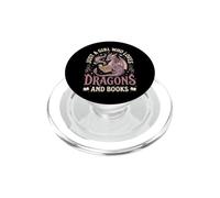Just A Girl Who Loves Dragons and Books Lector De Fantasía PopSockets PopGrip para MagSafe