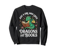 Just A Girl Who Loves Dragons and Books Lector De Fantasía Sudadera