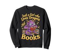 Just A Girl Who Loves Dragons and Books Lector De Fantasía Sudadera