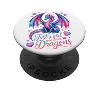 Just A Girl Who Loves Dragons - Gráfico artístico de dragón Colorido PopSockets PopGrip Adhesivo