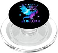 Just a Girl Who Loves Dragons Riding On Dragon Space Theme PopSockets PopGrip para MagSafe