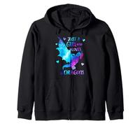 Just a Girl Who Loves Dragons Riding On Dragon Space Theme Sudadera con Capucha