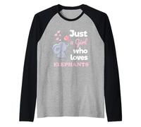 Just a Girl Who Loves Elephants Girls Elephant Lover Camiseta Manga Raglan