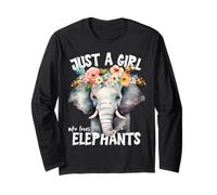 Just a Girl Who Loves Elephants Zoo Animal Outfits Mujer Manga Larga