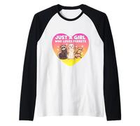 Just A Girl Who Loves Ferrets Cute Owner Pet Lover Womens Camiseta Manga Raglan