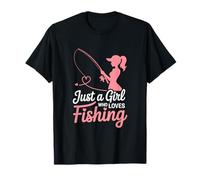 Just a Girl Who Loves Fishing - Diseño de caña de corazón Camiseta
