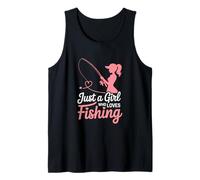 Just a Girl Who Loves Fishing - Diseño de caña de corazón Camiseta sin Mangas