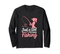 Just a Girl Who Loves Fishing - Diseño de caña de corazón Manga Larga