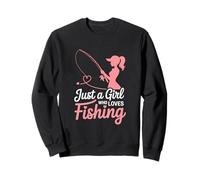 Just a Girl Who Loves Fishing - Diseño de caña de corazón Sudadera