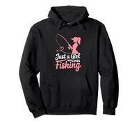 Just a Girl Who Loves Fishing - Diseño de caña de corazón Sudadera con Capucha