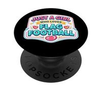 Just A Girl Who Loves Flag Football Mujer Cita Linda PopSockets PopGrip Adhesivo
