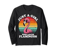 Just A Girl Who Loves Flamingos Divertidos Retro Rosa Amantes De Los Pájaros Manga Larga