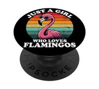 Just A Girl Who Loves Flamingos Divertidos Retro Rosa Amantes De Los Pájaros PopSockets PopGrip Adhesivo