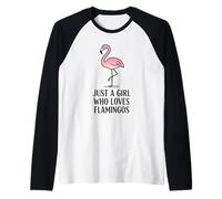 Just A Girl Who Loves Flamingos Lover Womens Quote Saying Camiseta Manga Raglan