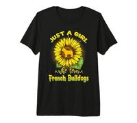 Just A Girl Who Loves French Bulldogs Dog Puppy Sunflower Camiseta Premium