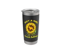 Just A Girl Who Loves French Bulldogs Dog Puppy Sunflower Vaso térmico de acero inoxidable de doble pared
