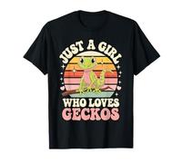 Just a Girl Who Loves Geckos Retro Sunset Camiseta