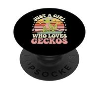 Just a Girl Who Loves Geckos Retro Sunset PopSockets PopGrip Adhesivo