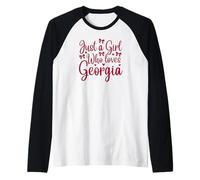 Just a Girl Who Loves Georgia Heart and Bows Fun and Cute Camiseta Manga Raglan