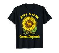 Just A Girl Who Loves German Shepherds Dog Puppy Sunflower Camiseta