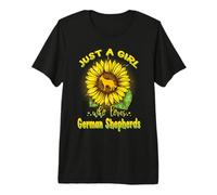 Just A Girl Who Loves German Shepherds Dog Puppy Sunflower Camiseta Premium