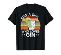 Just A Girl Who Loves Gin Divertidos Regalo Ginebra Tonic Camiseta