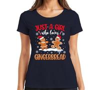 Just A Girl Who Loves Gingerbread - Camiseta de manga corta para mujer, azul marino, XL