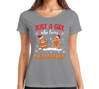Just A Girl Who Loves Gingerbread - Camiseta de manga corta para mujer, gris, M