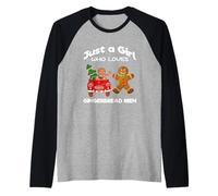 Just a Girl Who Loves Gingerbread Men Illustration Graphic Camiseta Manga Raglan