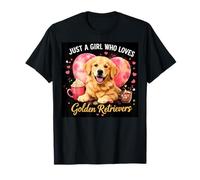 Just A Girl Who Loves Golden Retrievers Dog Coffee Hearts Camiseta