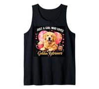 Just A Girl Who Loves Golden Retrievers Dog Coffee Hearts Camiseta sin Mangas