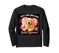 Just A Girl Who Loves Golden Retrievers Dog Coffee Hearts Manga Larga