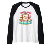 Just A Girl Who Loves Hedgehogs Owner Lover Cute Erinaceinae Camiseta Manga Raglan