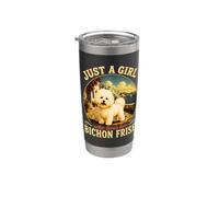 Just A Girl Who Loves Her Bichon Frise Dog Mom Cita Vaso térmico de acero inoxidable de doble pared
