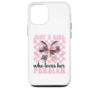 Just A Girl Who Loves Her Persa Cat Pink Coquette Bow Carcasa para iPhone 12/12 Pro