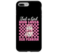 Just A Girl Who Loves Her Persa Cat Pink Coquette Bow Carcasa para iPhone 7 Plus/8 Plus