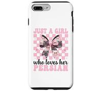 Just A Girl Who Loves Her Persa Cat Pink Coquette Bow Carcasa para iPhone 7 Plus/8 Plus
