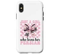 Just A Girl Who Loves Her Persa Cat Pink Coquette Bow Carcasa para iPhone X/XS