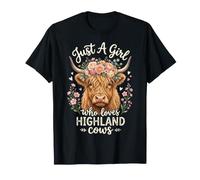 Just A Girl Who Loves Highland Cows Vaca Linda Niña Camiseta