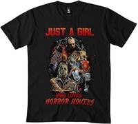 Just A Girl Who Loves Horror Movies Halloween Unisex 100% Cotton Short-Sleeve T-Shirts Black M