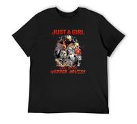 Just A Girl Who Loves Horror Movies Unisex 100% Cotton Short-Sleeve T-Shirts Black S