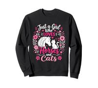 Just a Girl Who Loves Horses and Cats Cute Girl Horsing Farm Sudadera
