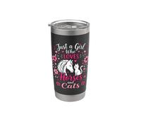 Just a Girl Who Loves Horses And Cats Cute Girl Horsing Farm Vaso térmico de acero inoxidable de doble pared