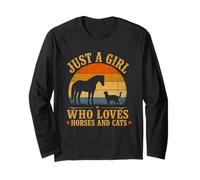 Just a Girl Who Loves Horses and Cats Farm Horsing For Girls Manga Larga