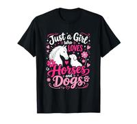 Just a Girl Who Loves Horses and Dods Cute Girl Horsing Farm Camiseta