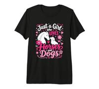 Just a Girl Who Loves Horses and Dods Cute Girl Horsing Farm Camiseta Premium