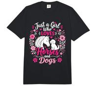 Just a Girl Who Loves Horses and Dods Cute Girl Horsing Farm Comfort Colors Adult Heavyweight T-Shirt