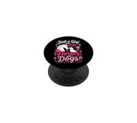 Just a Girl Who Loves Horses and Dods Cute Girl Horsing Farm PopSockets PopGrip Adhesivo