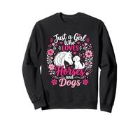 Just a Girl Who Loves Horses and Dods Cute Girl Horsing Farm Sudadera