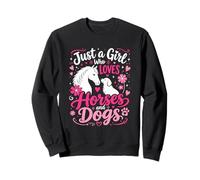 Just a Girl Who Loves Horses and Dods Cute Girl Horsing Farm Sudadera